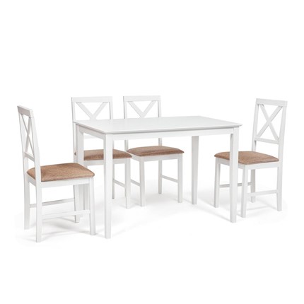Обеденная группа на кухню Хадсон (стол + 4 стула) id 13693 pure white (белый 2-1) арт.13693 в Элисте - изображение